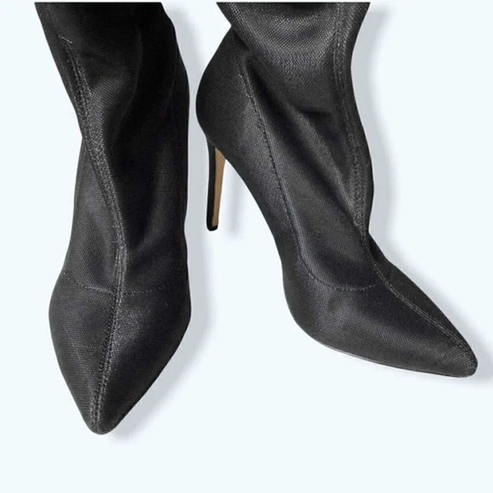 Badgley Mischka Stiletto Sock Boots Jewel Ronny Shimmer Pointed Toe Evening 7 - Picture 6 of 12